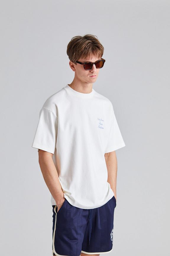 Drôle de Monsieur Le T-Shirt Slogan Cursive Off White-2